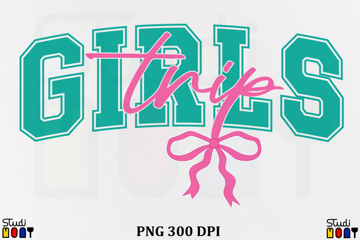 Girls Trip Varsity Retro Summer Bow PNG Graphic by Studimony · Creative ...