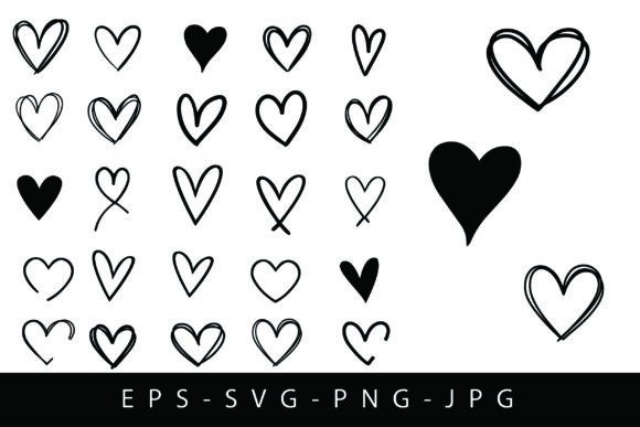Heart SVG Bundle, Heart Doodle Cliparts,