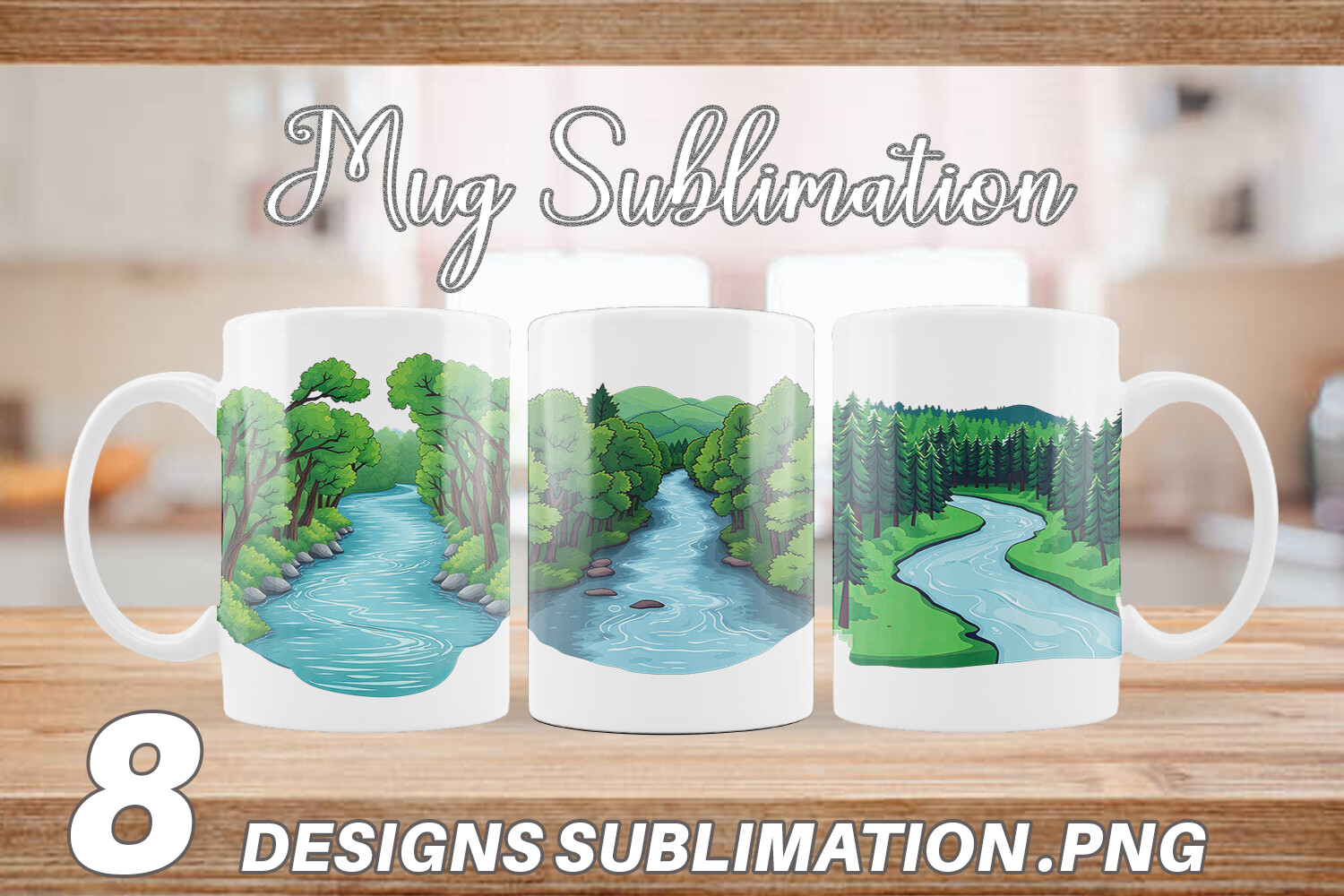 Mug Wrap Forest River Graphic by Artnoy · Creative Fabrica