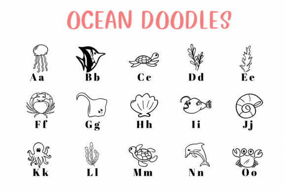 Ocean Doodles Font PNG with transparent background - Preview 1
