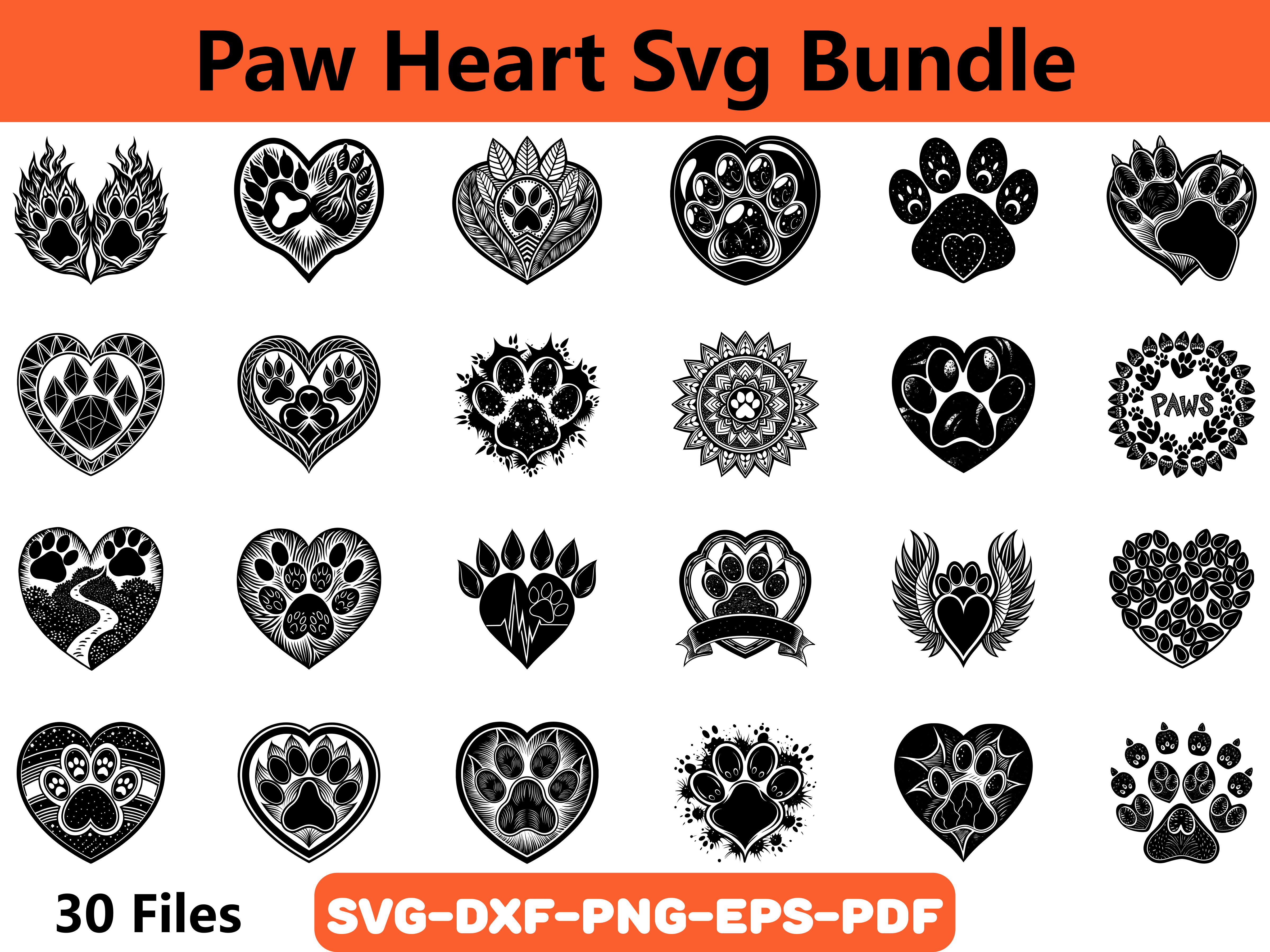Paw Heart Svg Bundle Graphic by Priyo Design Shop · Creative Fabrica