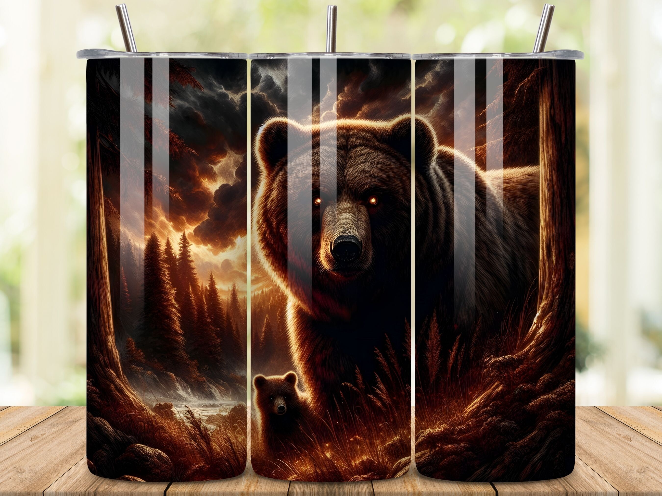 Black Bear Tumbler Wrap PNG 20 Oz Skinny Graphic by BEE CREATION ...