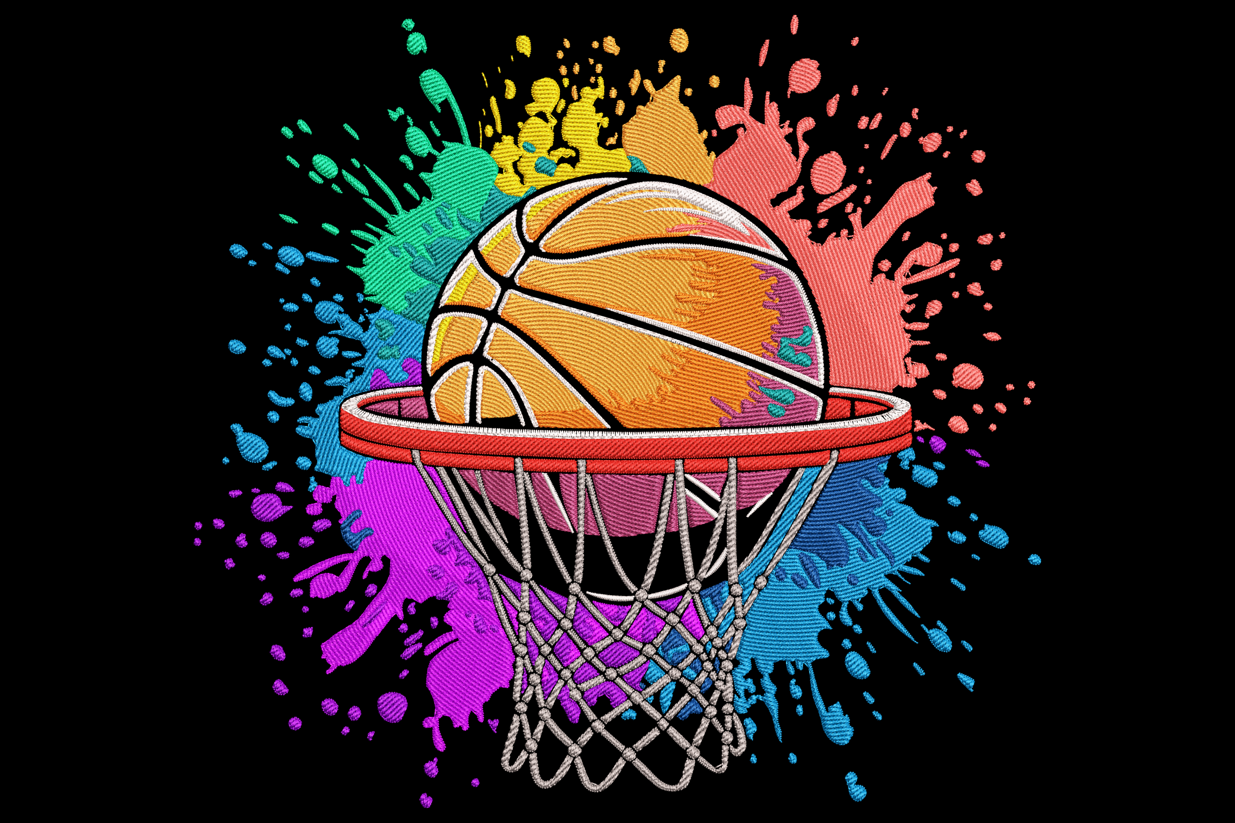 Colorful Basketball Hoop Splash