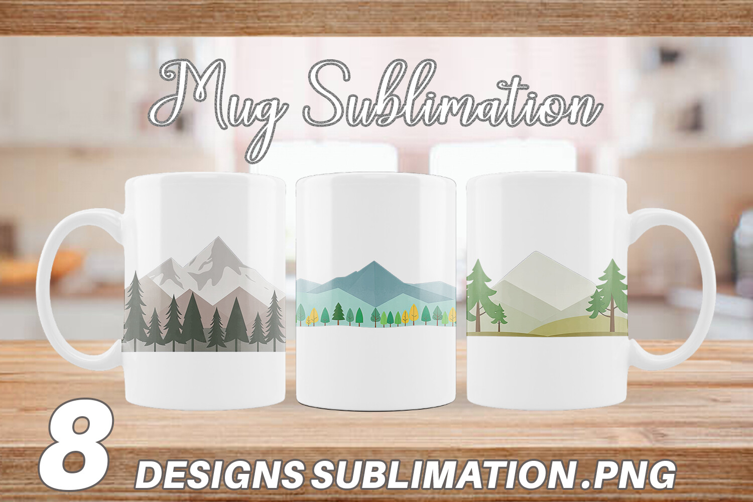 Mug Wrap Forest and Mountain Graphic by Artnoy · Creative Fabrica