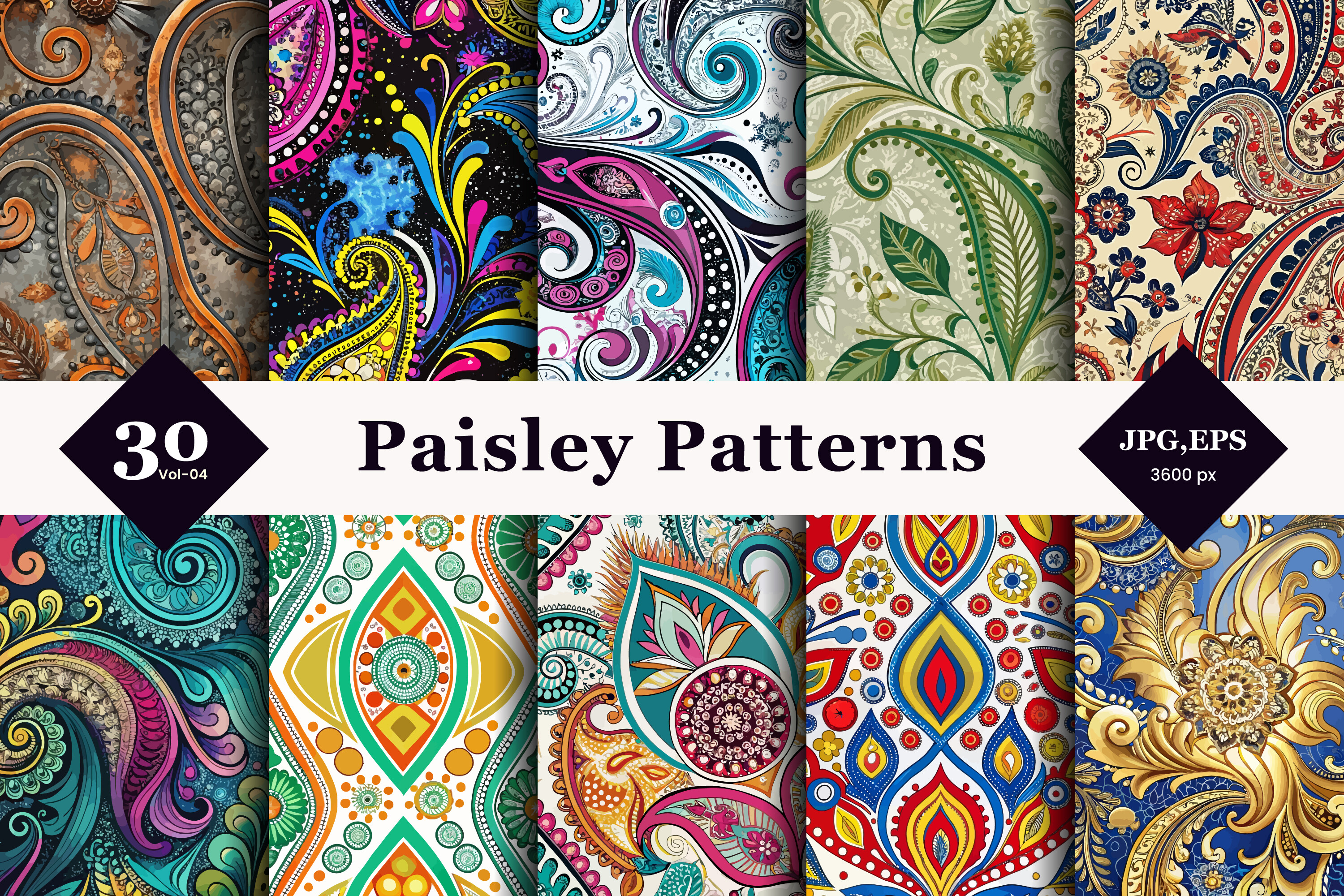 Paisley Style Seamless Patterns 04 Graphic by TriDraw · Creative Fabrica