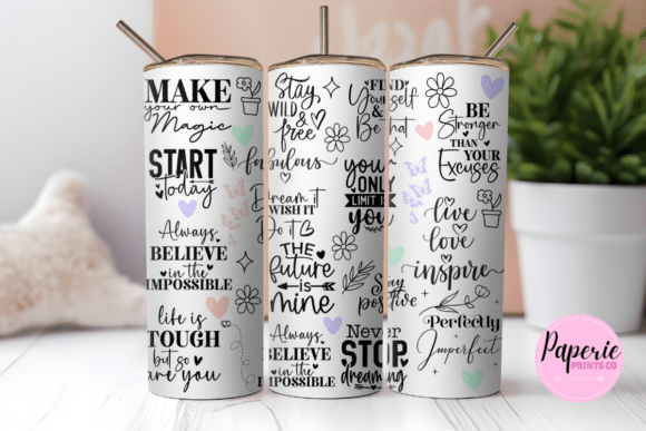 Positivity 20 Oz Skinny Tumbler Wrap Png
