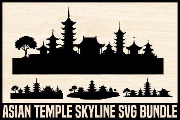 Asian Temple Skyline Silhouette Gráfico Manualidades Por Creativelab19