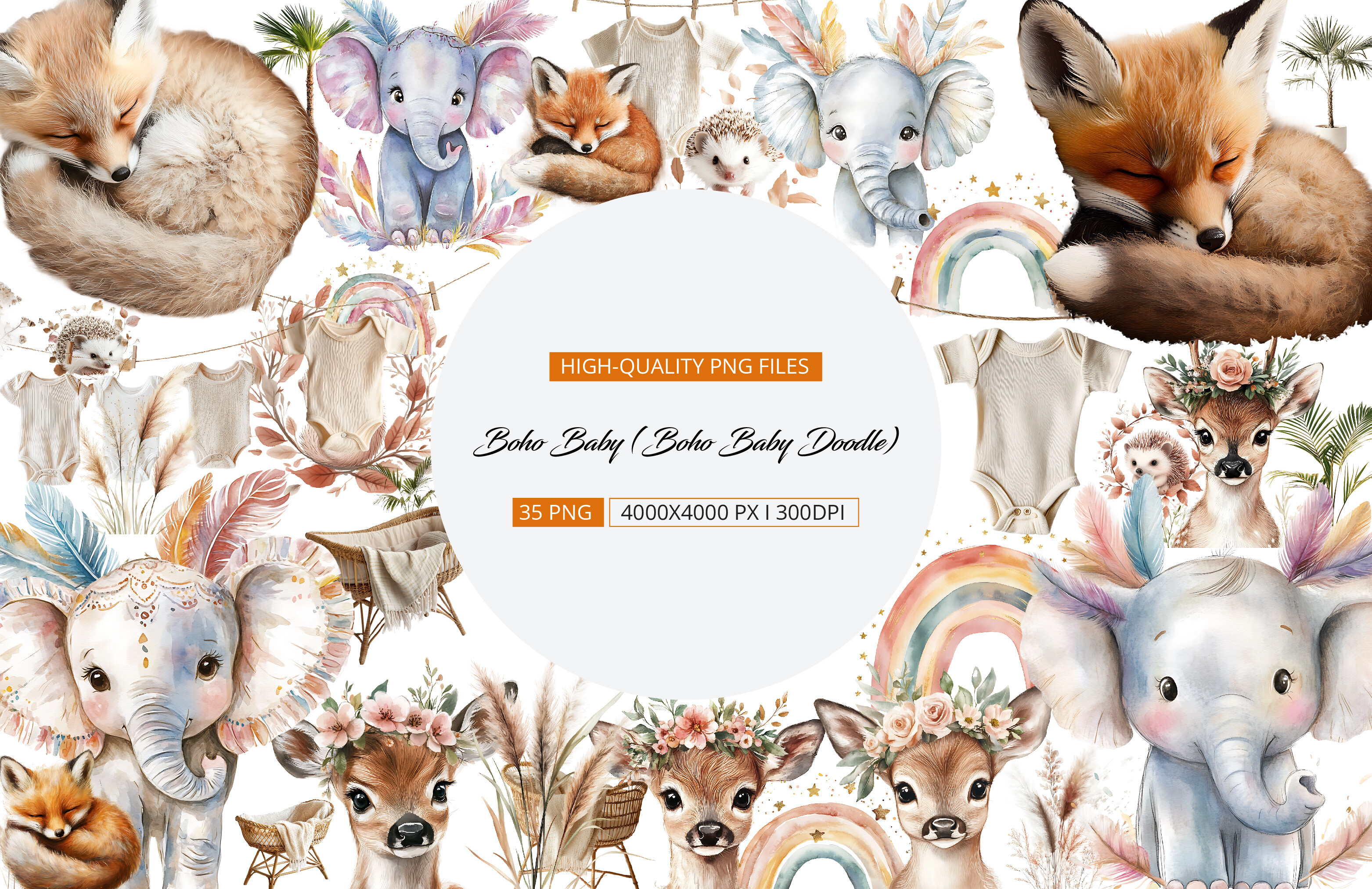Boho Baby Doodle Clipart Graphic by Venture Studio · Creative Fabrica