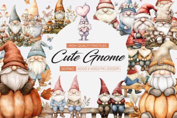 Cute Gnome Watercolor Clipart Graphic Illustrations By Venture Studio