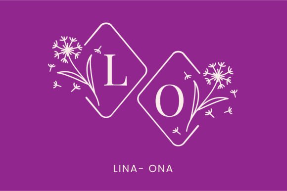 Dandelion Floral Monogram Font PNG with transparent background - Preview 1