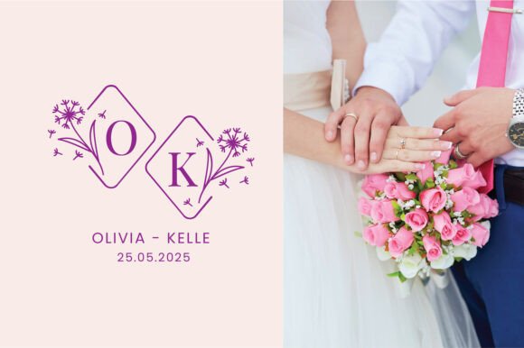 Dandelion Floral Monogram Font PNG with transparent background - Preview 2