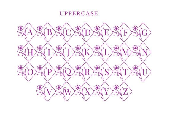 Dandelion Floral Monogram Font PNG with transparent background - Preview 6