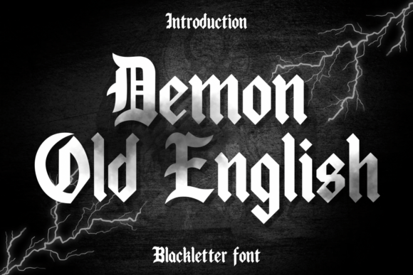 Preview specimen of Demon Old English blackletter font