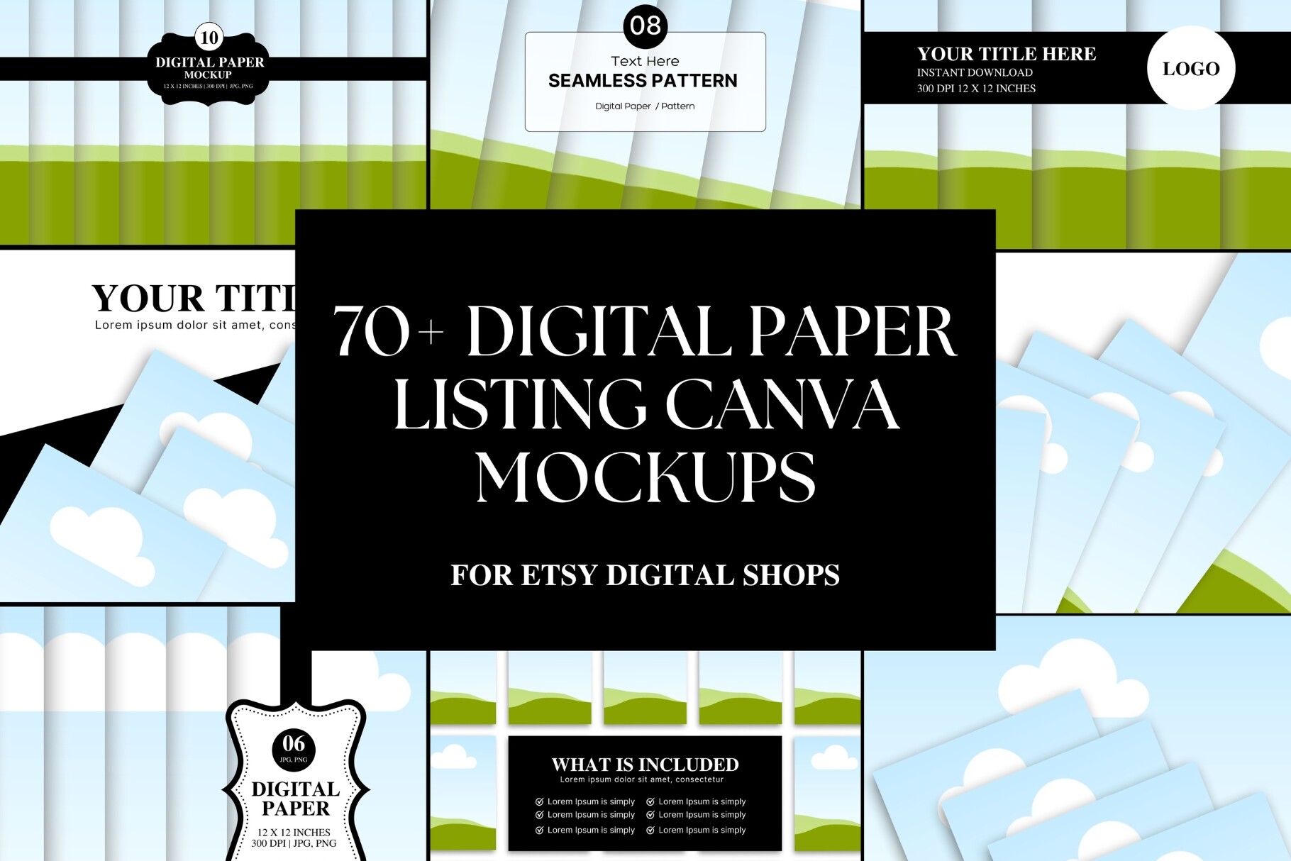 Etsy Digital Paper Mockup Canva Template