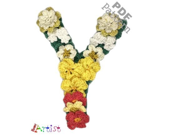Floral Crochet Letter Y Pattern