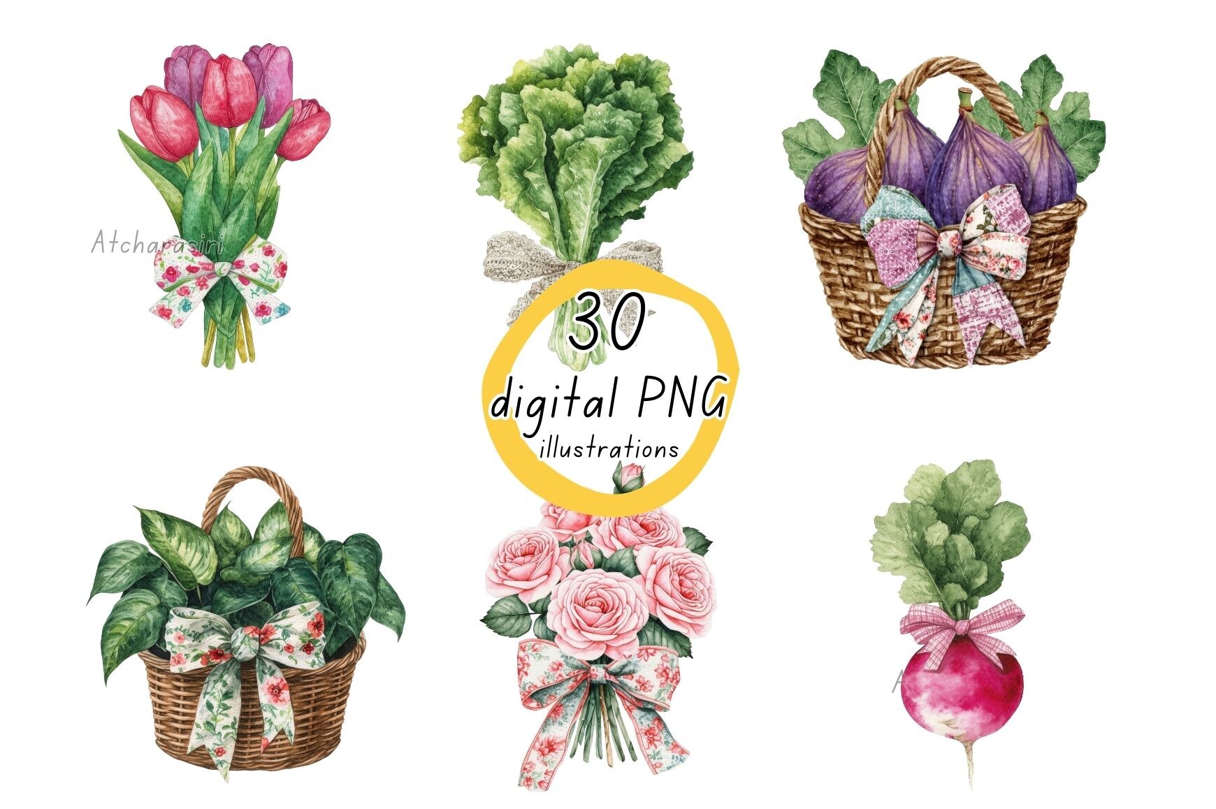 Flowers, Leaves & Veggies Clipart