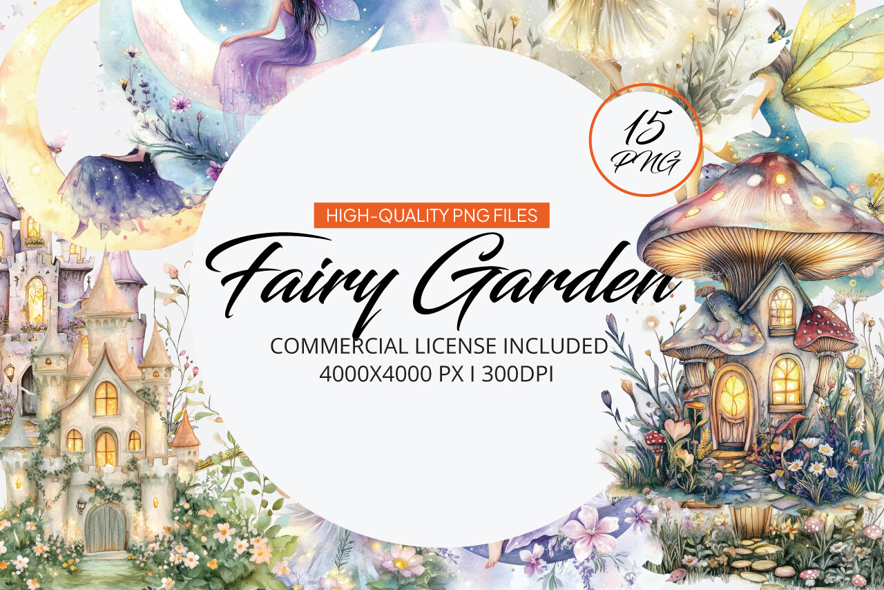 Magical Fairy Garden Clipart Graphic by Venture Studio · Creative Fabrica
