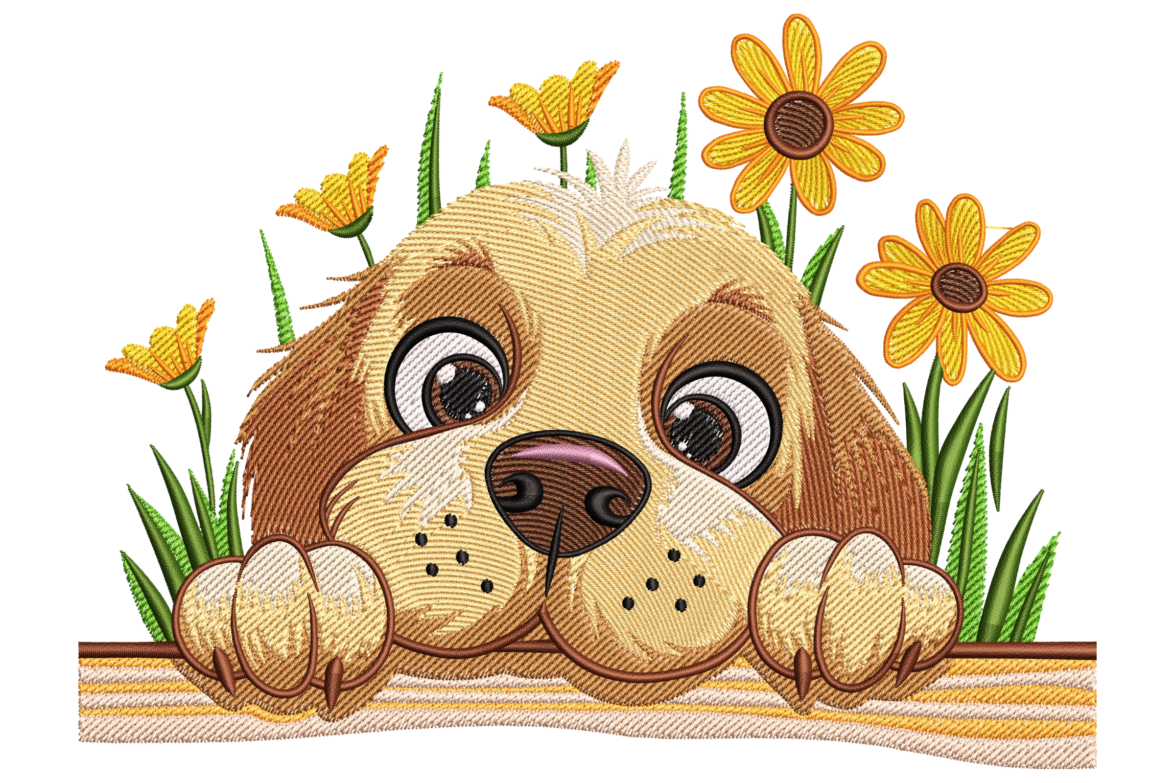 Peekaboo Puppy with Flowers