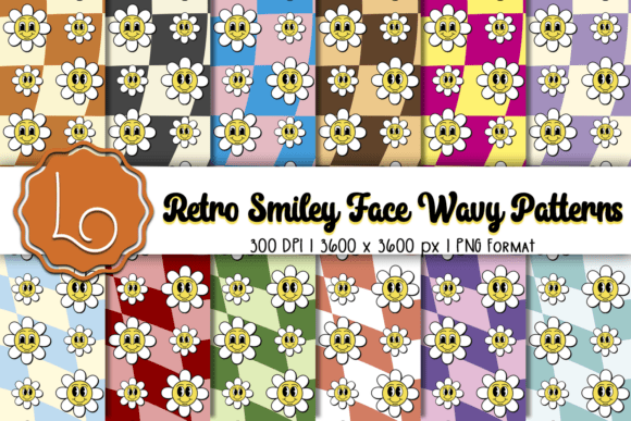 Retro Smiley Face Wavy Patterns