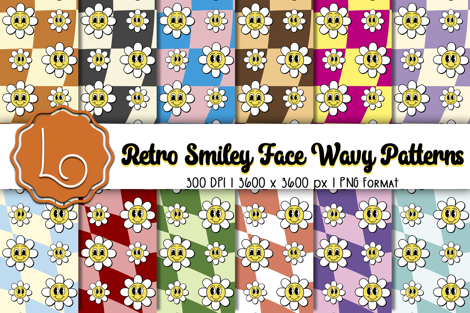 Retro Smiley Face Wavy Patterns