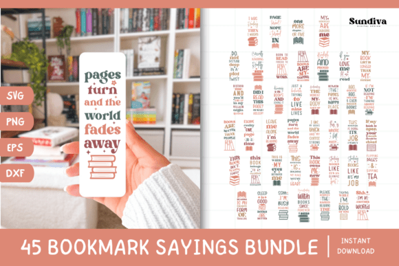 45 Funny Bookmark Sayings SVG Bundle