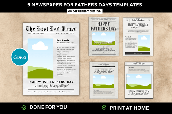 5 Fathers Day Newspaper Templates Grafik Druck-Vorlagen Von FolieDesign