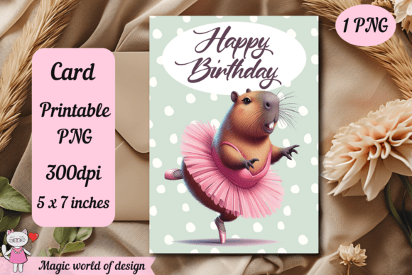 Birthday Capybara Card Png