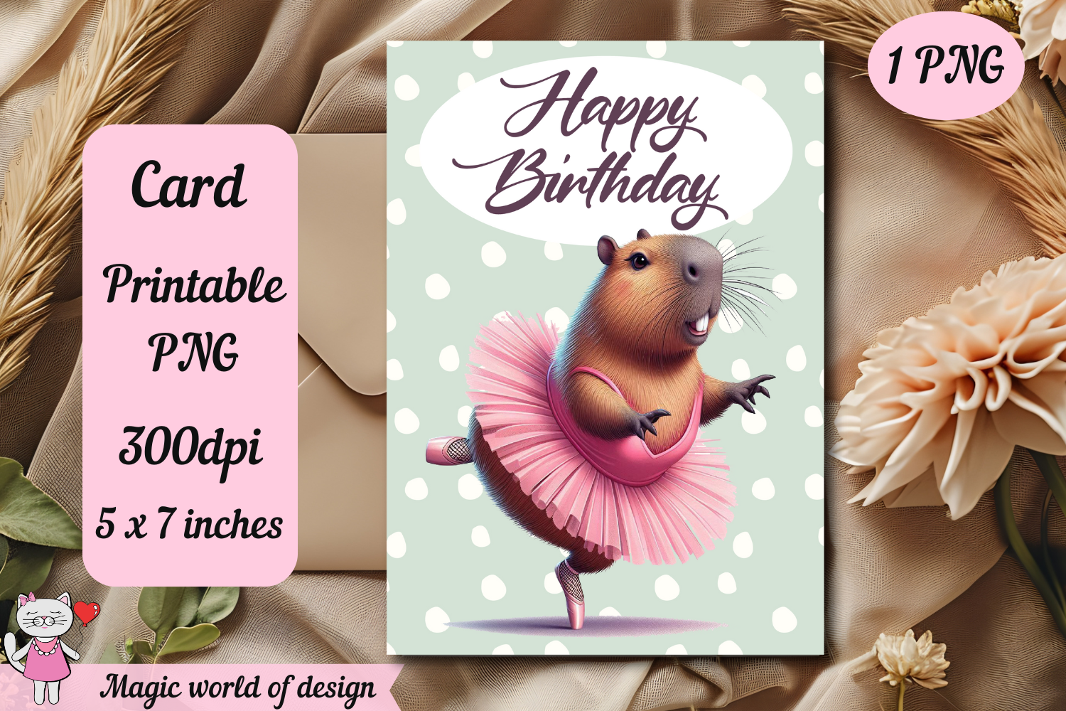 Birthday Capybara Card Png