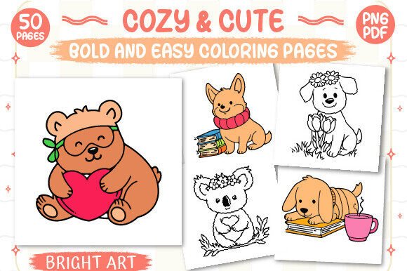 Bold and Easy Cozy & Cute Coloring Pages