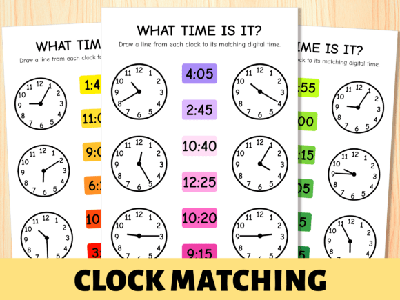 Clock Matching Time Practice Printable