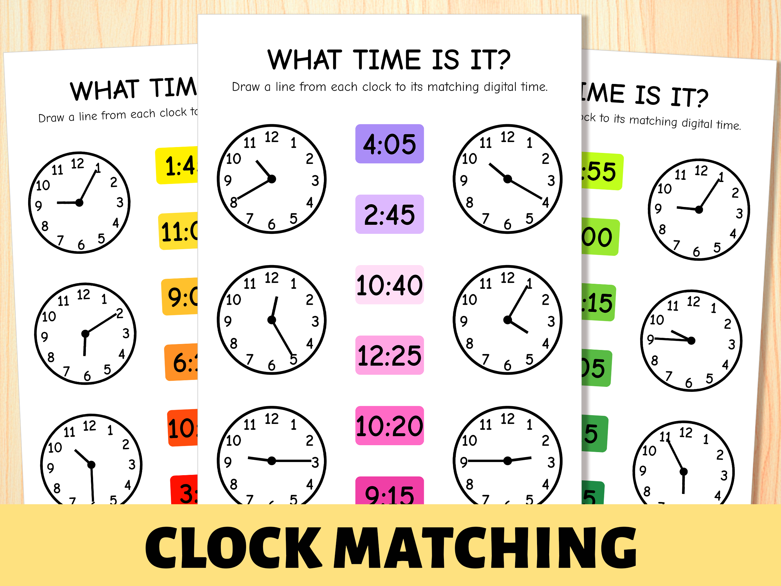 Clock Matching Time Practice Printable