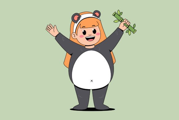 Cute Girl with Panda Costume Graphic by Wendra Kisdamawan · Creative ...