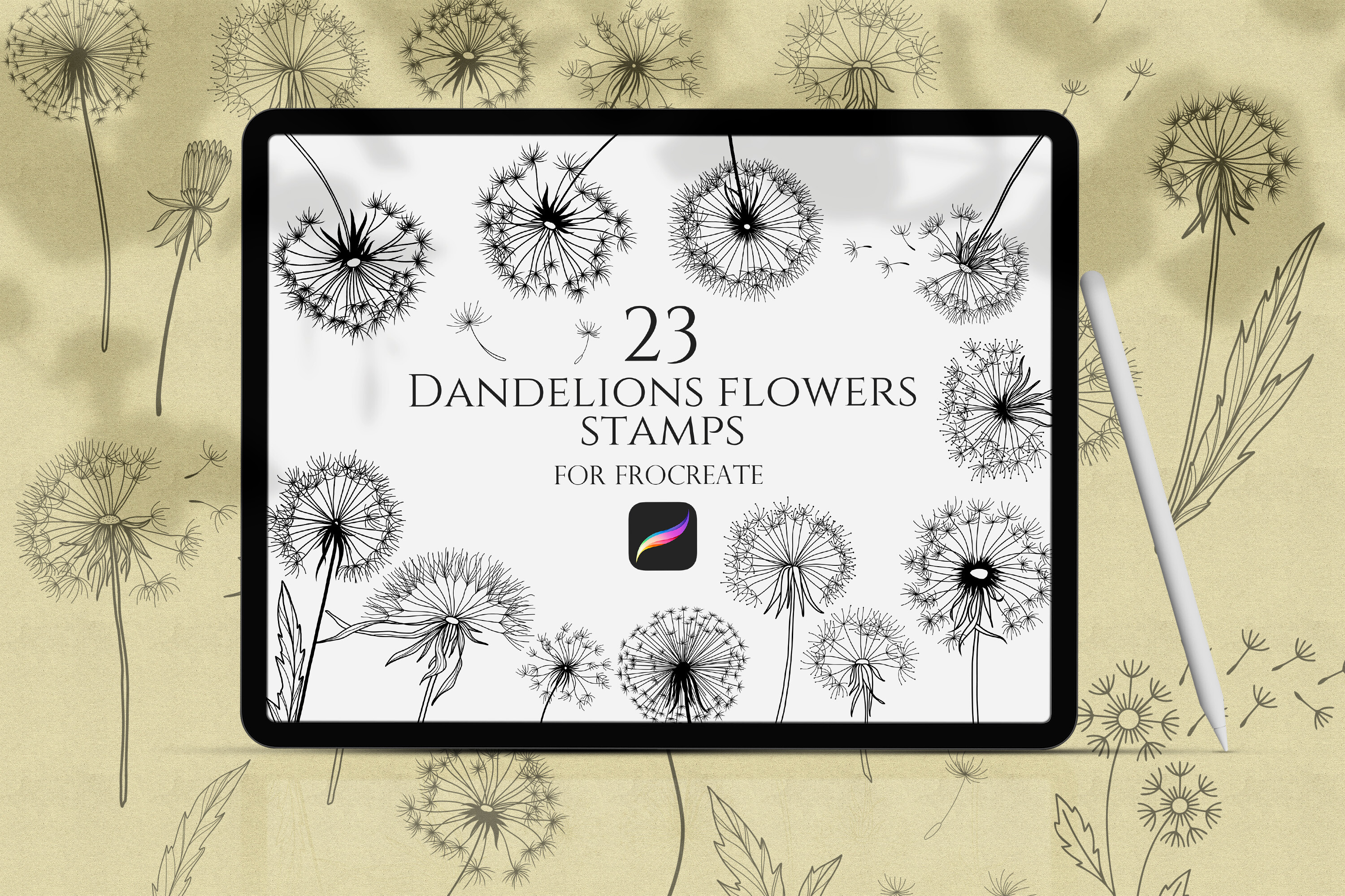 Dandelions Flowers Procreate Stamps