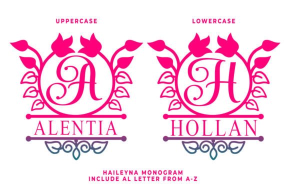 Haileyna Monogram Font PNG with transparent background - Preview 1