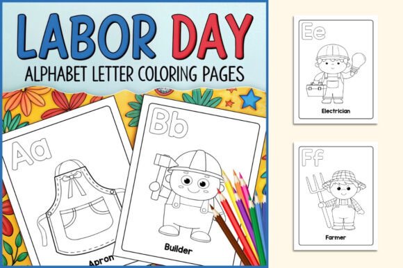 Labor Day Alphabet Letter Coloring Pages