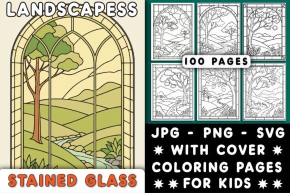 Landscapes Stained Glass Coloring Pages