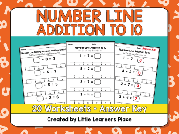 Numbers Addition on a Number Line to 10 Graphic K By Lady Designs