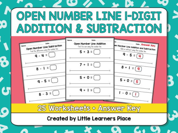 Open Number Line 1 Digit Add & Subtract Gráfico 1ª série Por Lady Designs