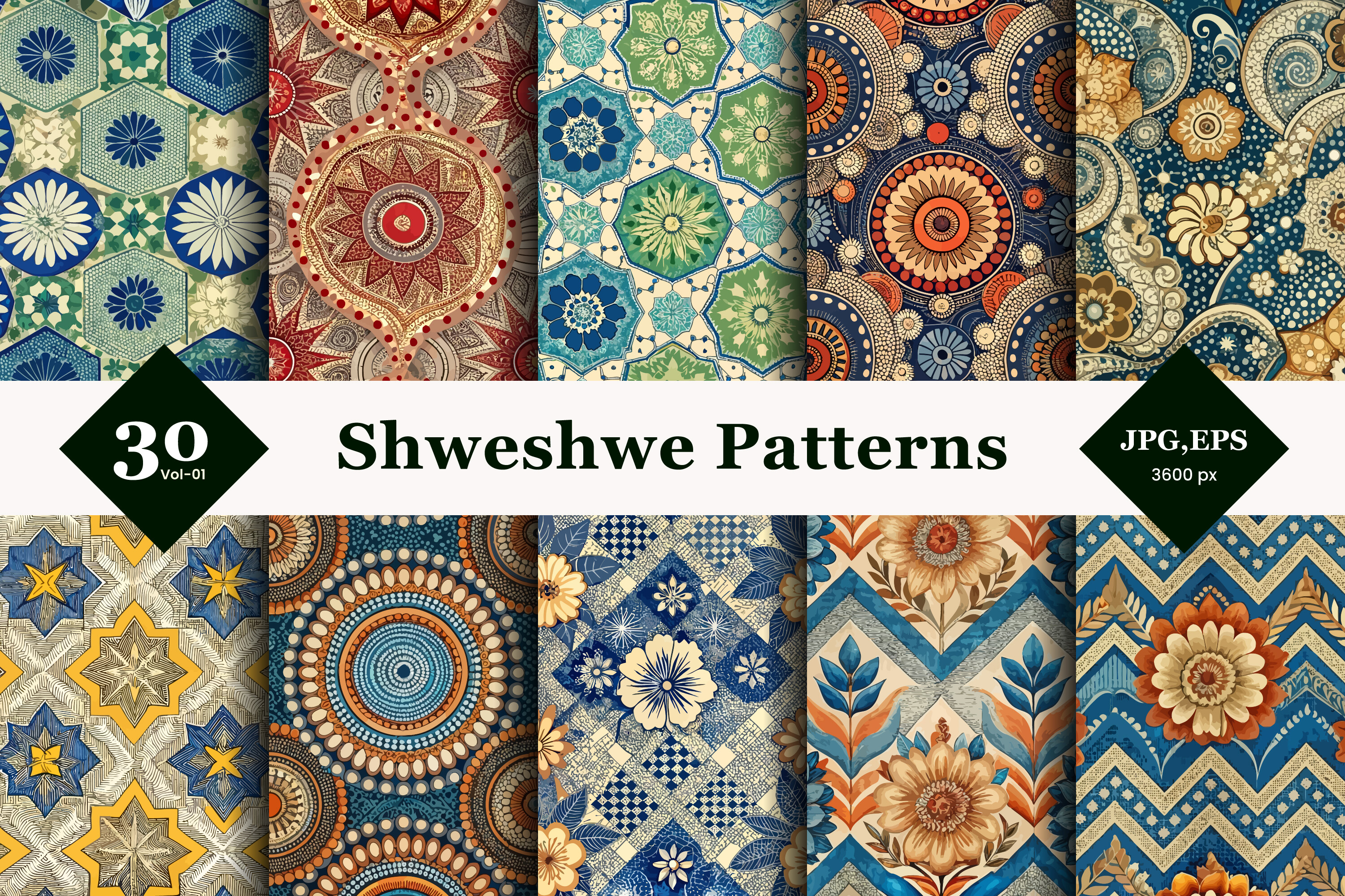 Shweshwe Style Seamless Patterns 01 Graphic by TriDraw · Creative Fabrica