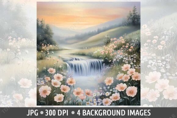 Spring Flowers Nature River Background