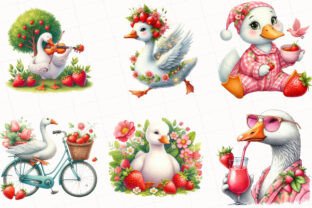 Watercolor Strawberry Goose Clipart Graphic by RevolutionCraft ...