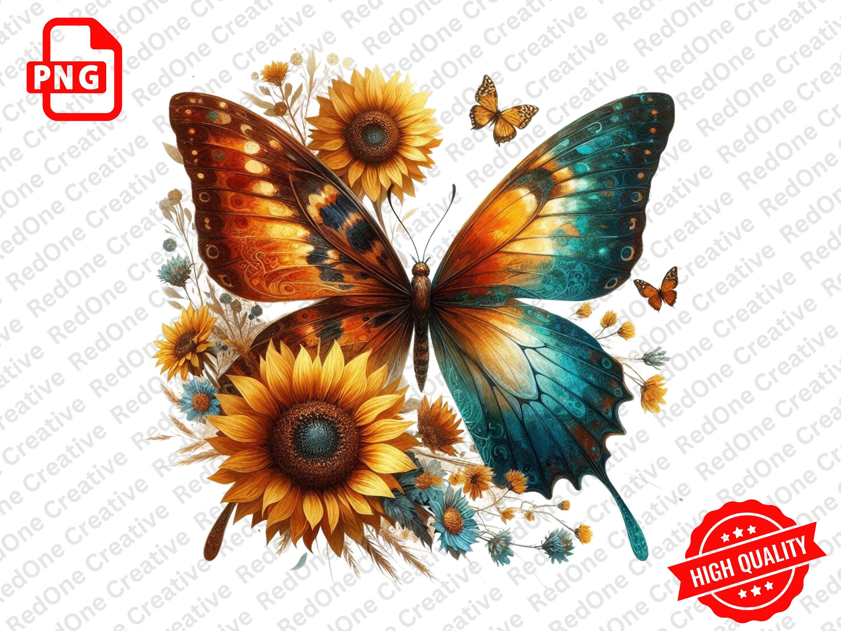 Butterfly Flowers Sublimation Clipart Graphic by RedOne Creative ...