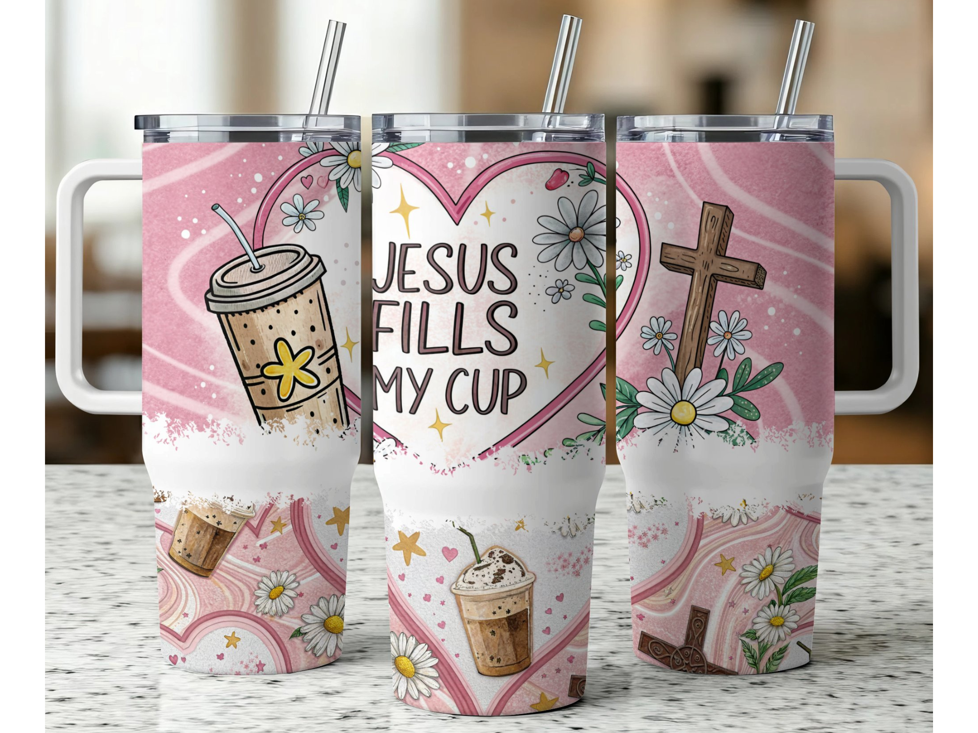 Jesus Fills My Cup 40oz Tumbler Wrap PNG Graphic by CatsDigitalDesigns ...