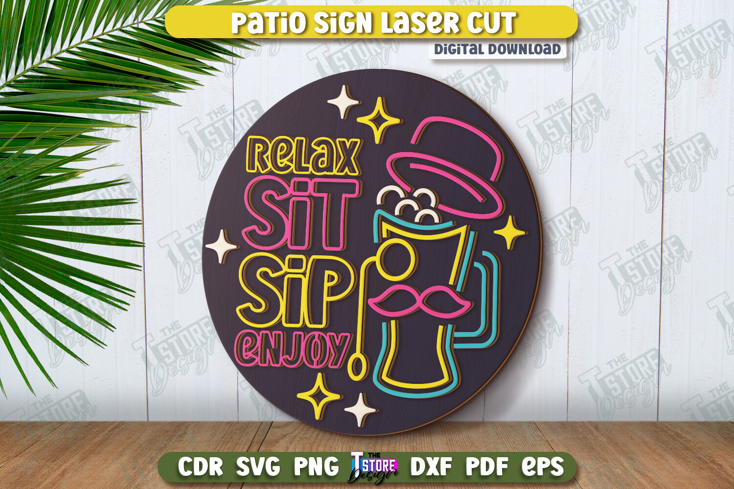 Patio Sign Laser Cut | Round Wall Signs · Creative Fabrica