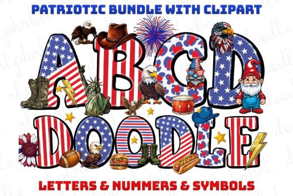Patriotic Color Fonts Font By Doodle Alphabet