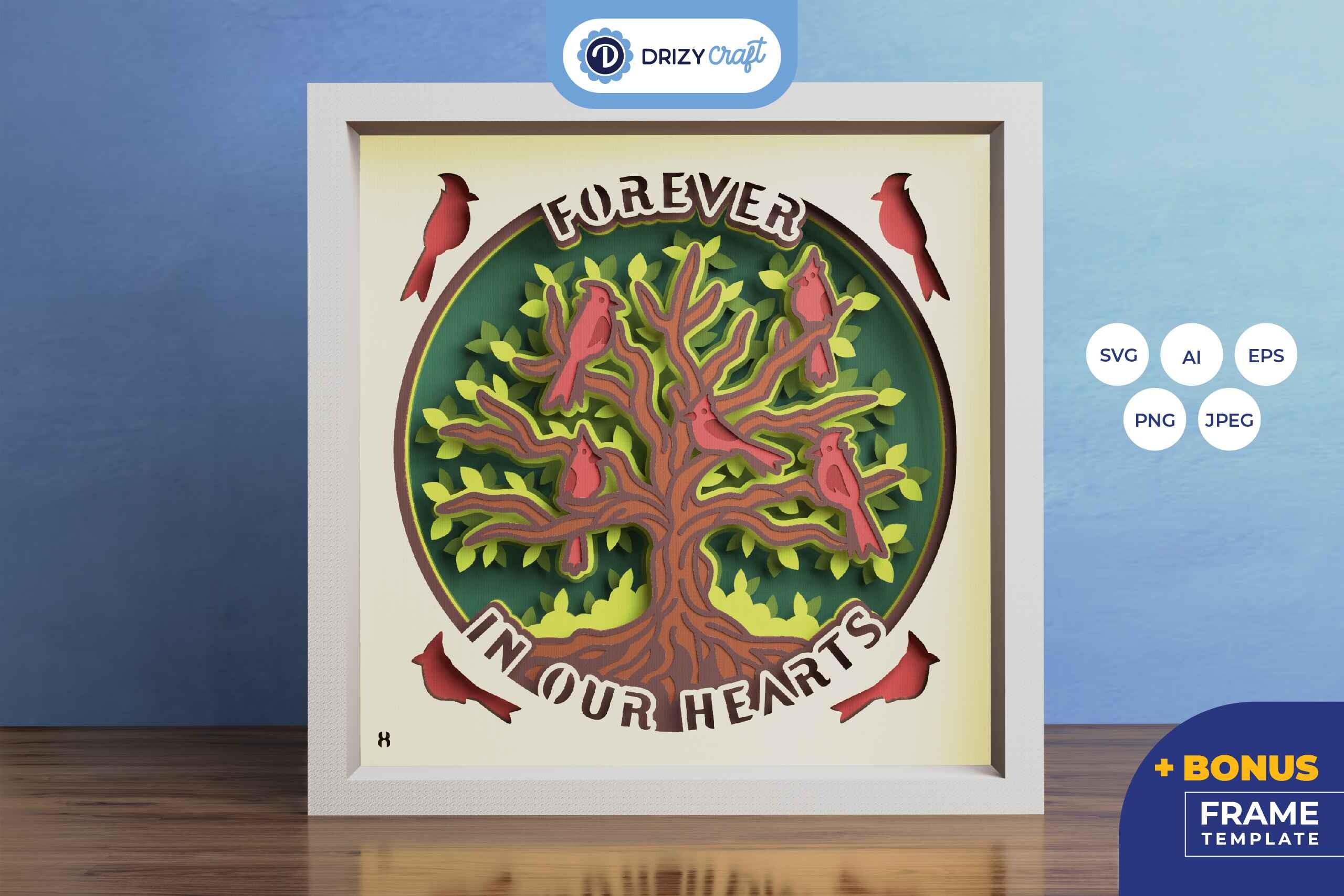 Triple Tree Cardinal Red Cardinal on a Tree 3D Layered · Creative Fabrica