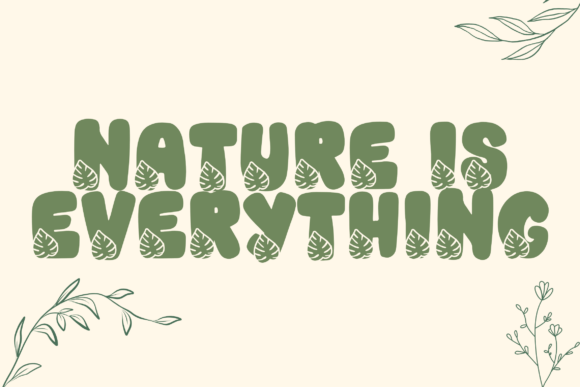 Retro Leaves Font PNG with transparent background - Preview 1