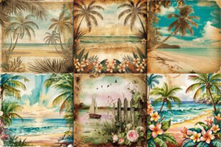 Vintage Summer Beach Background Paper Graphic by Ak Artwork · Creative ...
