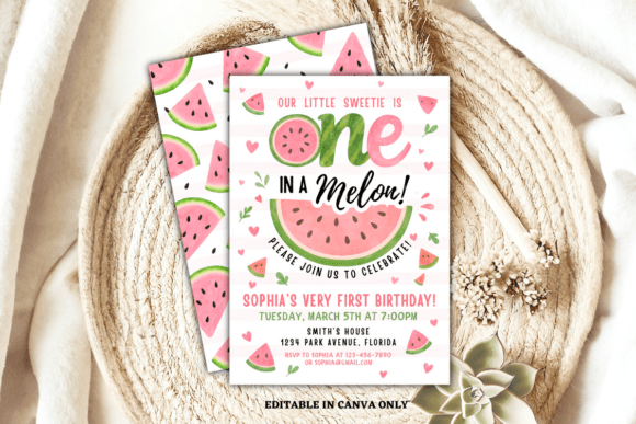 Watermelon Birthday Invitation Template