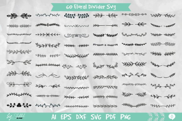 60 Floral Divider Svg Floral Divider Sv